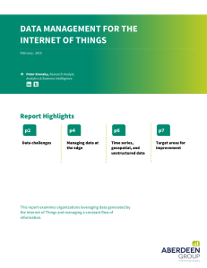 DATA MANAGEMENT FOR THE INTERNET OF THINGS Report Highlights p2