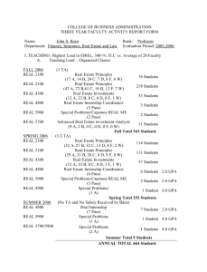 COLLEGE OF BUSINESS ADMINISTRATION THREE YEAR FACULTY ACTIVITY REPORT FORM  Name: