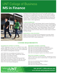 MS in Finance UNT College of Business