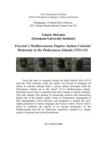 Fascism’s Mediterranean Empire: Italian Colonial Modernity in the Dodecanese Islands (1923-43)