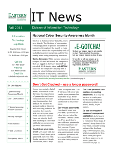 IT News Division of Information Technology Fall 2011 National Cyber Security Awareness Month