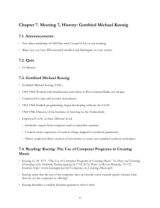 Chapter 7. Meeting 7, History: Gottfried Michael Koenig 7.1. Announcements