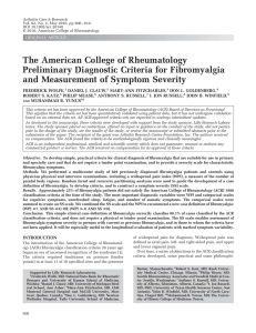 The American College of Rheumatology Preliminary Diagnostic Criteria for Fibromyalgia