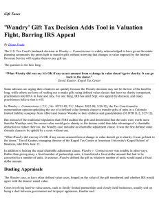 'Wandry' Gift Tax Decision Adds Tool in Valuation Gift Taxes