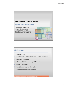 Microsoft Office 2007 1/22/2009 1
