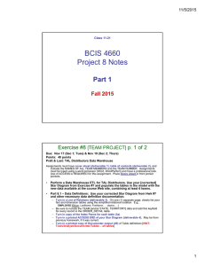 BCIS 4660 Project 8 Notes Part 1 Fall 2015