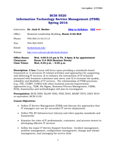 BCIS 5520 Information Technology Service Management (ITSM) Spring 2016