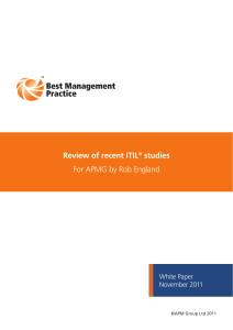 Review of recent ITIL studies For APMG by Rob England White Paper