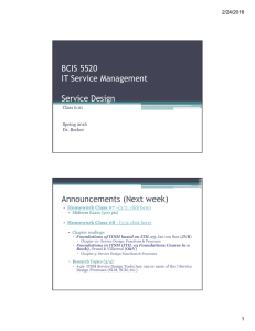 BCIS 5520 IT Service Management Service Design Announcements (Next week)