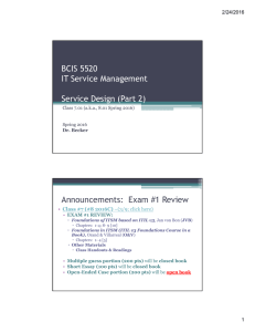 BCIS 5520 IT Service Management Service Design (Part 2)