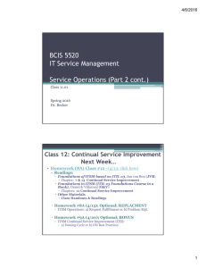 BCIS 5520 IT Service Management Service Operations (Part 2 cont.)