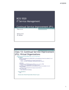 BCIS 5520 IT Service Management Continual Service Improvement (P1)