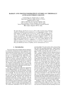 RAMAN AND PHOTOLUMINESCENCE  STUDIES THERMALLY ANNEALED POROUS  SILICON O N
