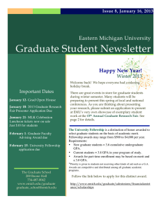 Graduate Student Newsletter Eastern Michigan University Happy New Year! Winter 2013