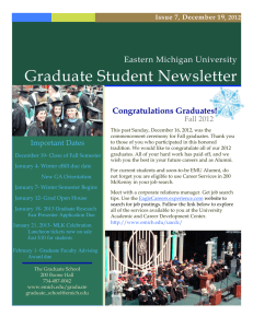 Graduate Student Newsletter Eastern Michigan University Congratulations Graduates! Fall 2012