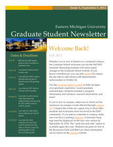 Welcome Back! Fall 2012 Dates &amp; Deadlines