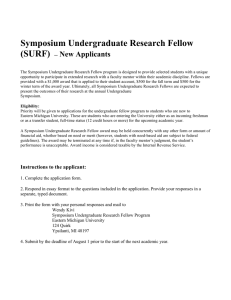 Symposium Undergraduate Research Fellow (SURF) New Applicants