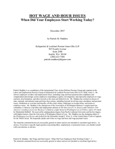 HOT WAGE AND HOUR ISSUES
