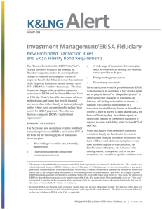 Alert K&amp;LNG Investment Management/ERISA Fiduciary New Prohibited Transaction Rules