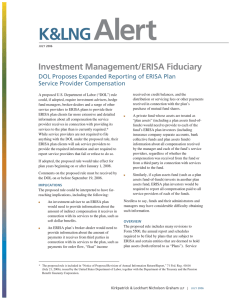 Alert K&amp;LNG Investment Management/ERISA Fiduciary DOL Proposes Expanded Reporting of ERISA Plan