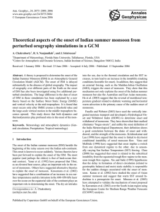 Theoretical aspects of the onset of Indian summer monsoon from