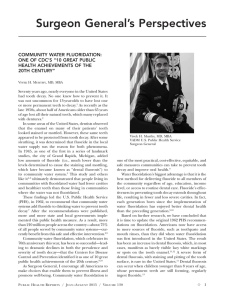 Surgeon General’s Perspectives COMMUNITY WATER FLUORIDATION: ONE OF CDC’S “10 GREAT PUBLIC