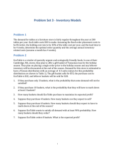 Problem Set 3 - Inventory Models  Problem 1