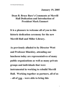 January 19, 2005 Dean B. Bruce Bare’s Comments at Merrill