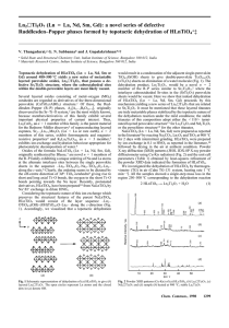 Ln O (Ln  =  La, Nd, Sm, Gd): a novel... Ruddlesden–Popper phases formed by topotactic dehydration of HLnTiO