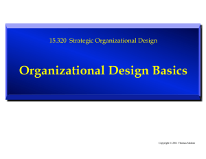 Organizational Design Basics 15.320  Strategic Organizational Design