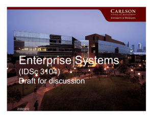 Enterprise Systems (IDSc 3104) Draft for discussion 2/28/2012