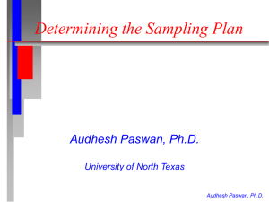 Determining the Sampling Plan Audhesh Paswan, Ph.D. University of North Texas