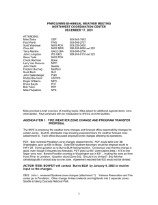 PNWCG/NWS BI-ANNUAL WEATHER MEETING NORTHWEST COORDINATION CENTER DECEMBER 17, 2001