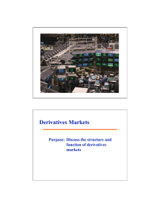 Derivatives Markets Purpose:  Discuss the structure and function of derivatives markets