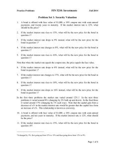 FIN 5210: Investments Problem Set 1: Security Valuation