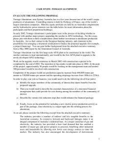 CASE STUDY: TOMAGO ALUMINIUM EVALUATE THE FOLLOWING PROPOSAL