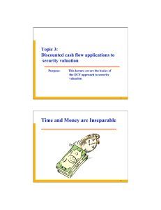 Time and Money are Inseparable Topic 3: Discounted cash flow applications to