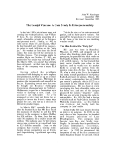 The Learjet Venture: A Case Study In Entrepreneurship