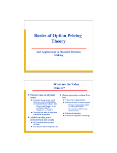 Basics of Option Pricing Theory  What are the Value