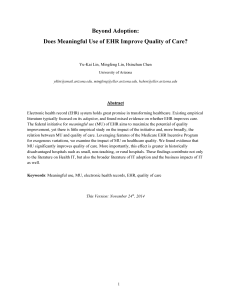 Beyond Adoption: Does Meaningful Use of EHR Improve Quality of Care? Abstract