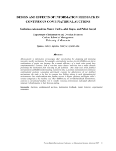 DESIGN AND EFFECTS OF INFORMATION FEEDBACK IN CONTINUOUS COMBINATORIAL AUCTIONS