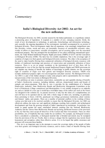Commentary  India’s Biological Diversity Act 2002: An the new millenium