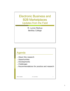 Electronic Business and B2B Marketplaces Updates from the Field Agenda