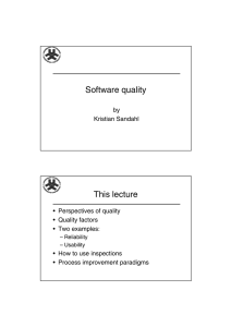 Software quality This lecture