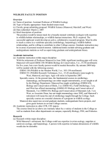 WILDLIFE FACULTY POSITION Overview