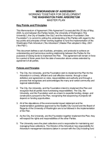 MEMORANDUM OF AGREEMENT: THE WASHINGTON PARK ARBORETUM Key Points and Principles