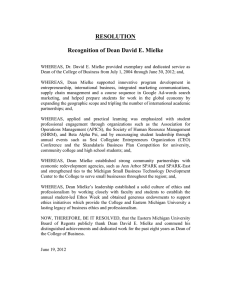 RESOLUTION  Recognition of Dean David E. Mielke