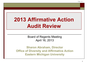 2013 Affirmative Action Audit Review  Board of Regents Meeting