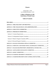 Charter College of Business (CoB) University of North Texas Table of Contents