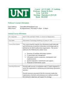 Course  ACCT 5440 – IT Auditing Term  Fall 2014